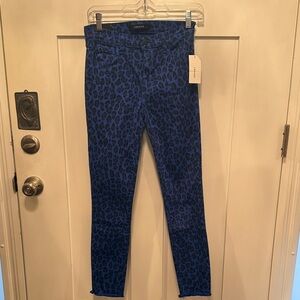 J Brand Women's Vibrant Blue Animal Print Skinny Ankle Jeans